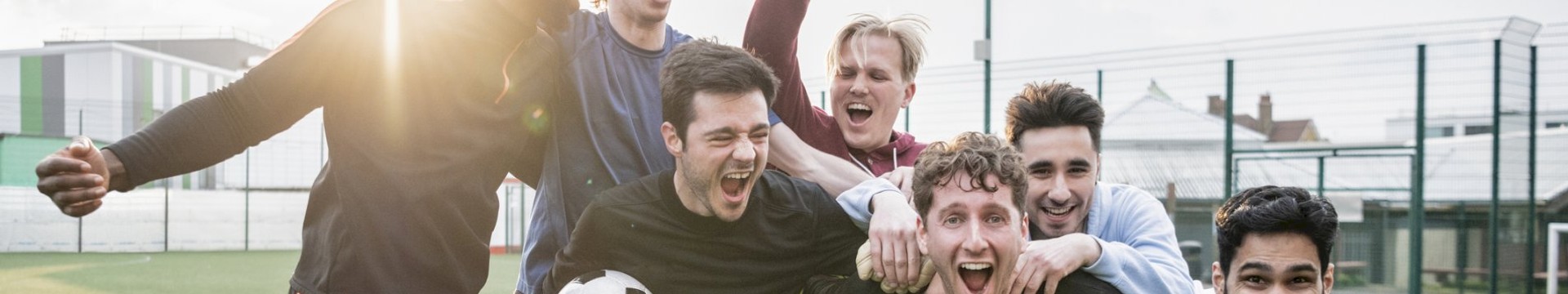 Lads celebrating at football